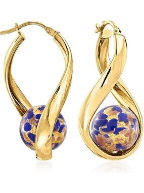 Italian Murano Glass Twisted Hoop Earrings in Silver - Elegant Beaded Design
